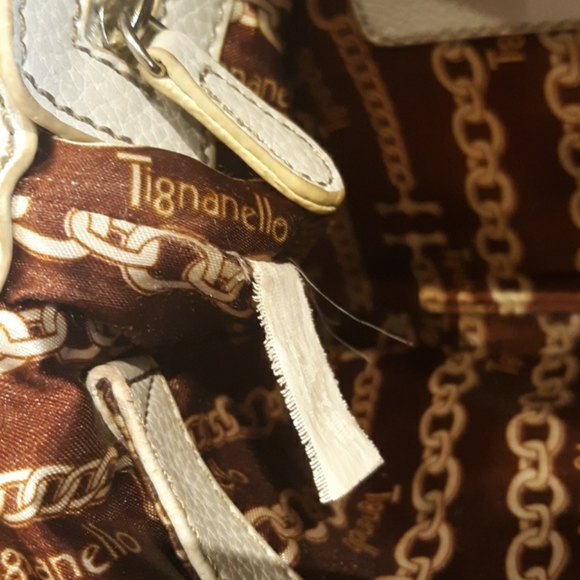 Tignanello Small White Pebbled Leather Crossbody | Organizer Purse Bag - Picture 12 of 16